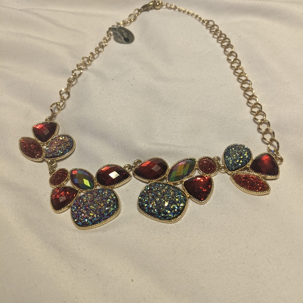 18", blue and red, necklace, costume jewelry, 1950- 1970